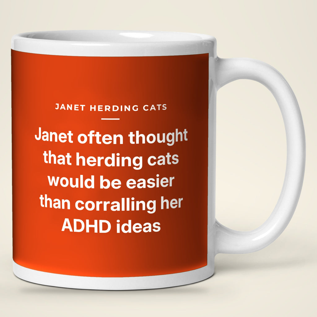 Janet Herding Cats mug, story side