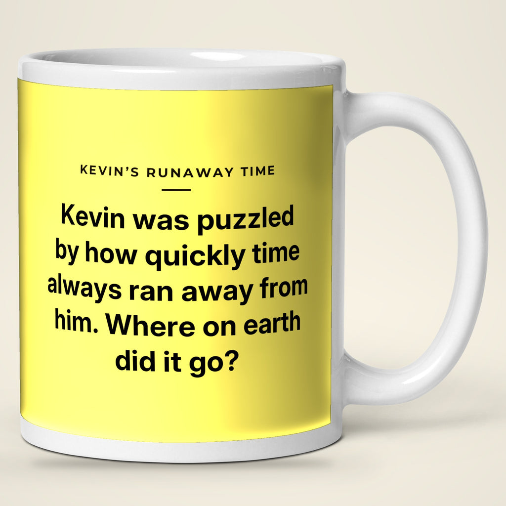 Kevin's Runaway Time mug, story side
