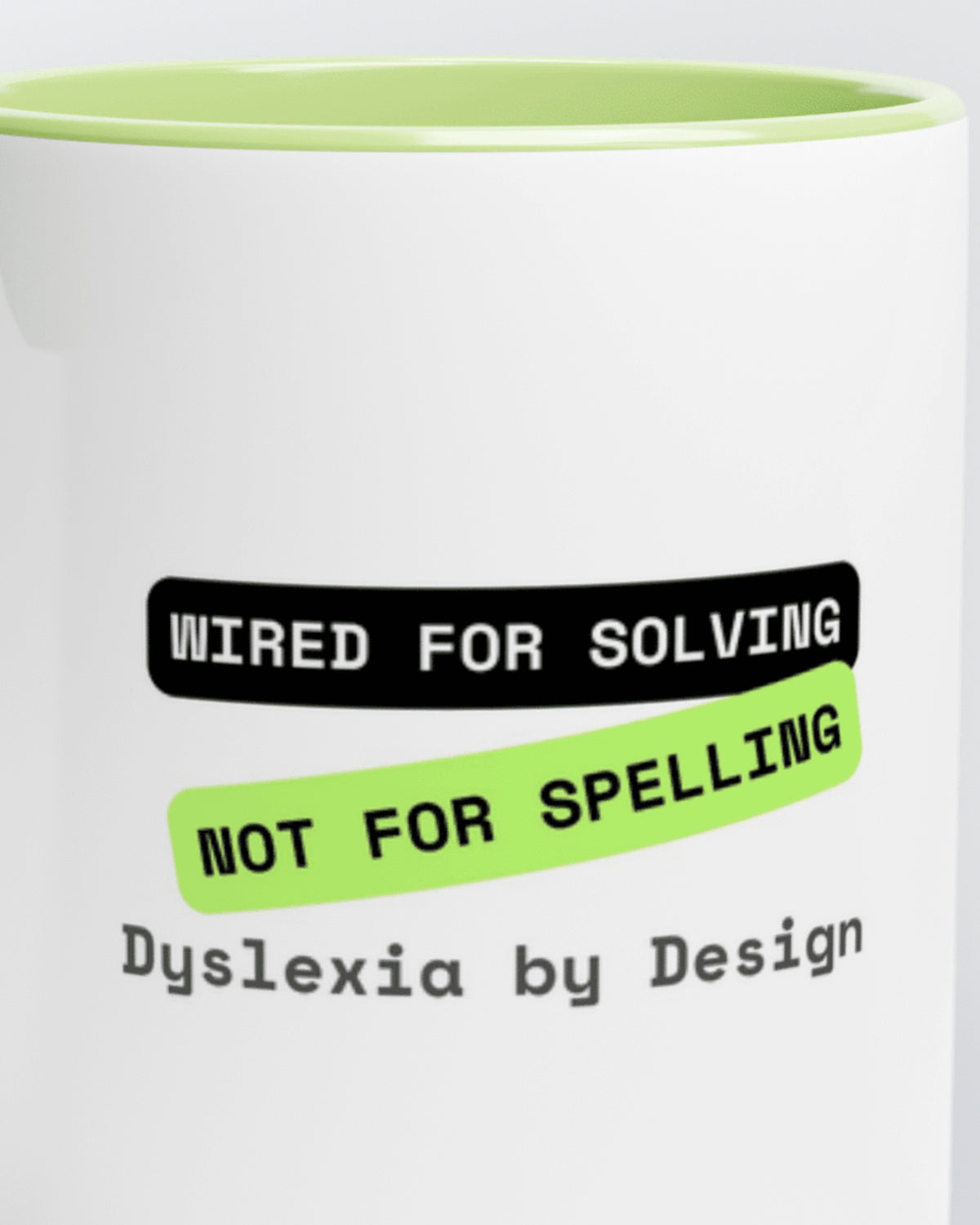 Close-up of the "Solving not Spelling (Dyslexia)" wording