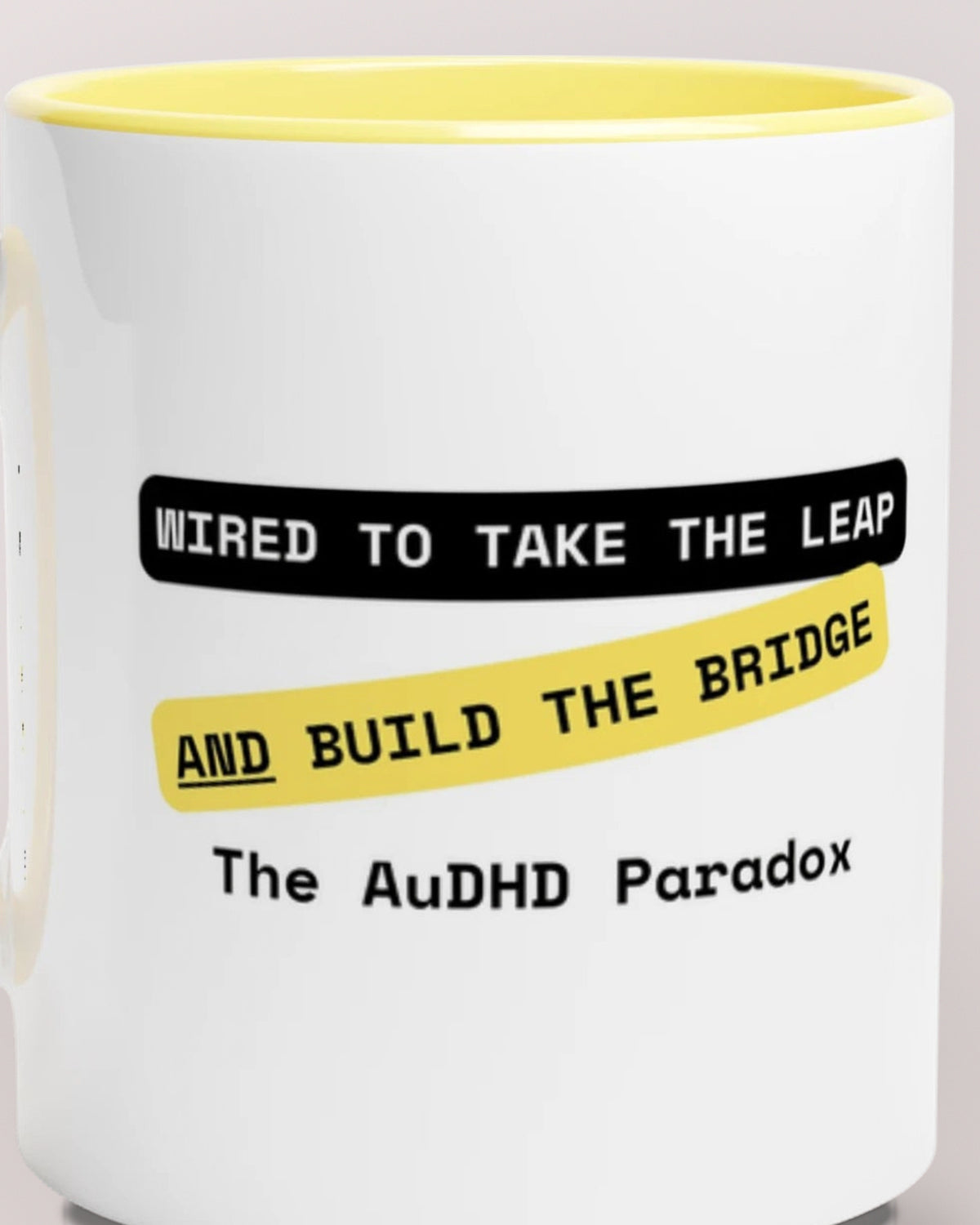 Close-up of the "Take the Leap & Build the Bridge" wording