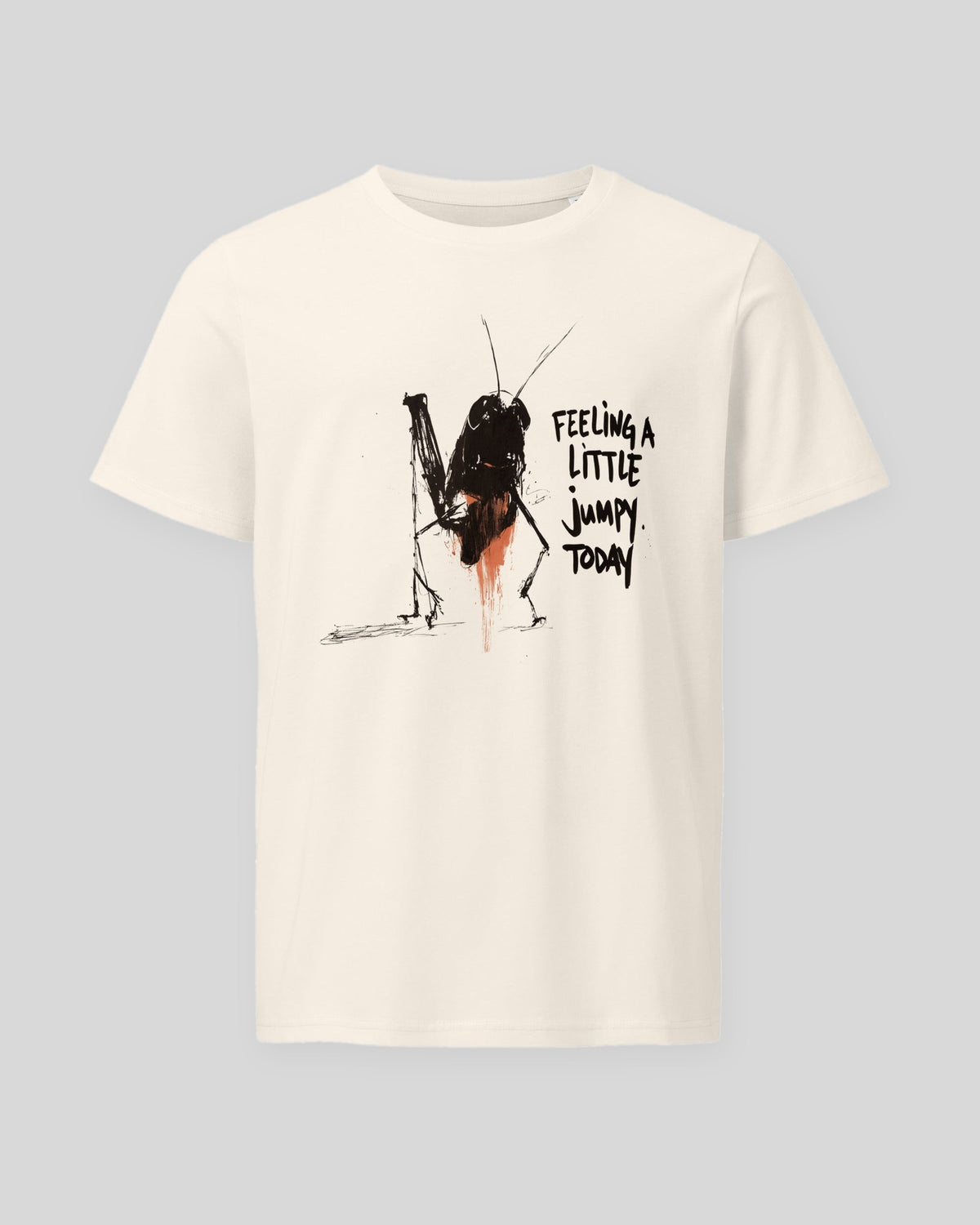 Feeling Jumpy organic printed tee in Vintage White, laid flat