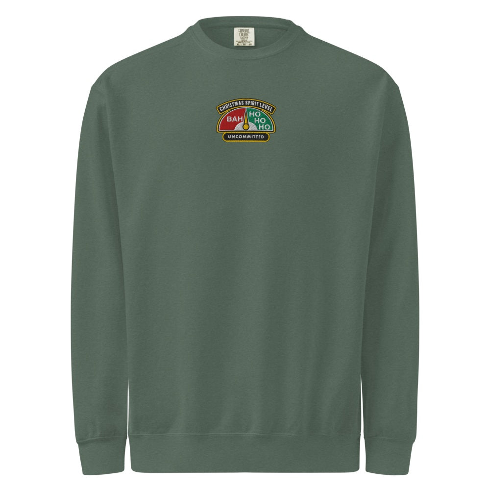 Christmas Spirit Level embroidered sweatshirt in Blue Spruce, front