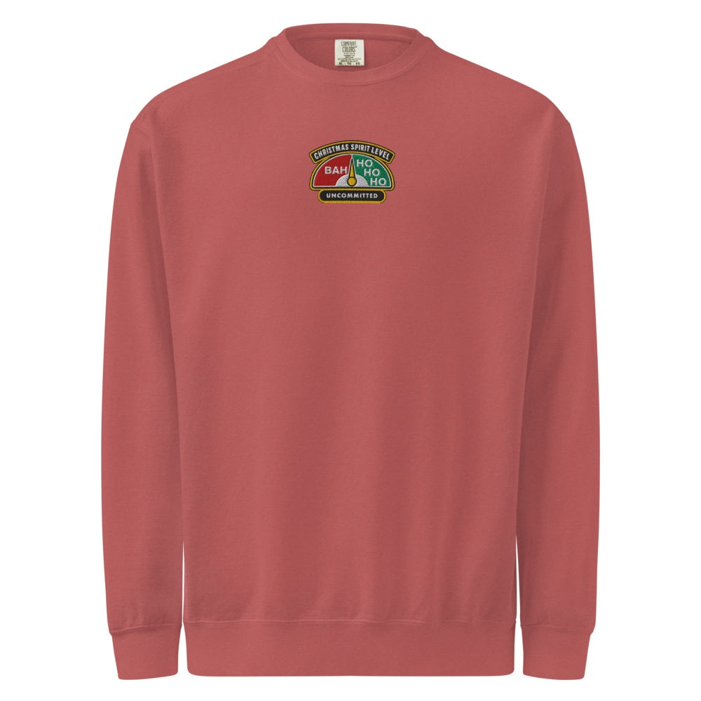 Christmas Spirit Level embroidered sweatshirt in Crimson, front