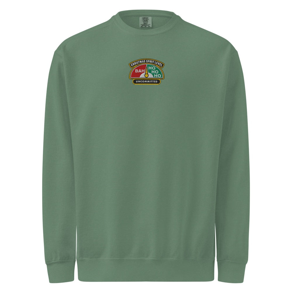Christmas Spirit Level embroidered sweatshirt in Light Green, front