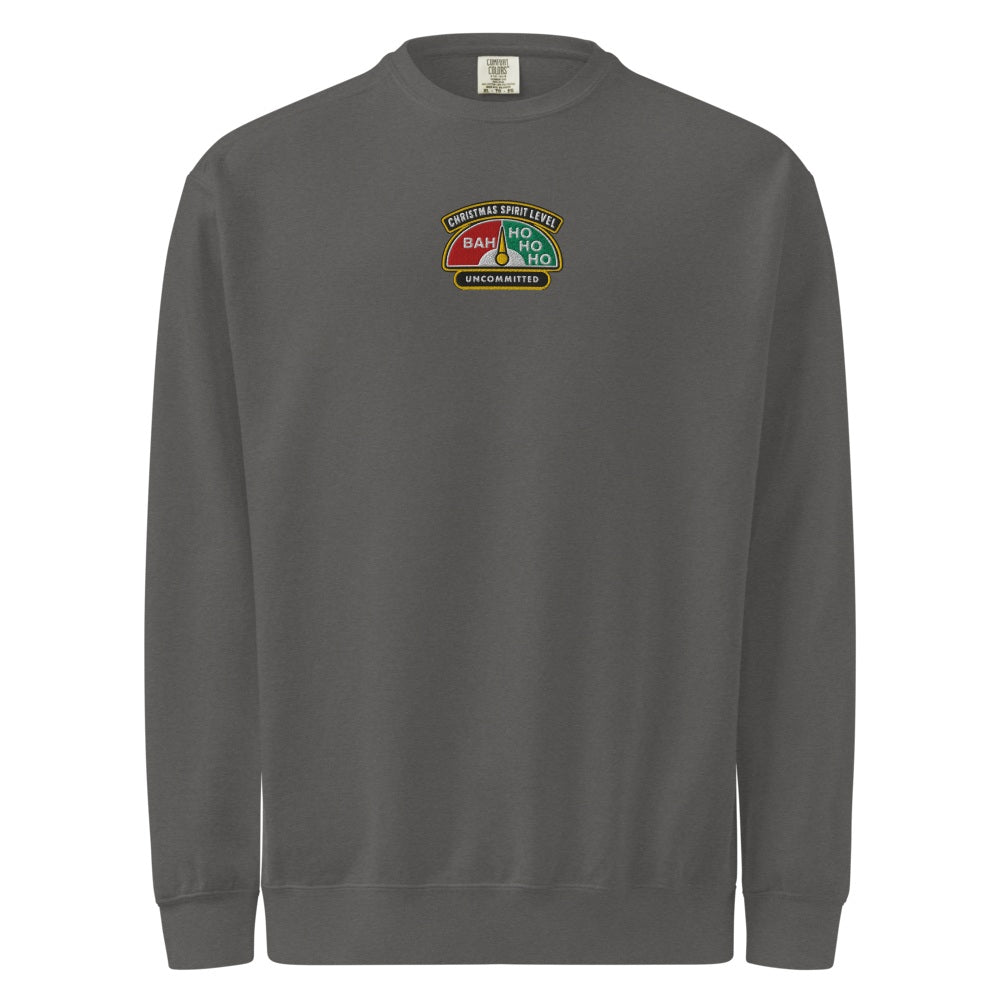 Christmas Spirit Level embroidered sweatshirt in Pepper, front
