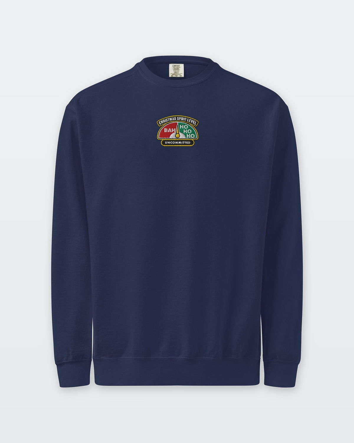 Christmas Spirit Level embroidered sweatshirt in True Navy, front view