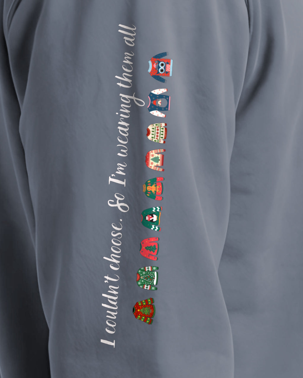 Couldn't Choose sleeve sweatshirt in Blue Jean, right sleeve