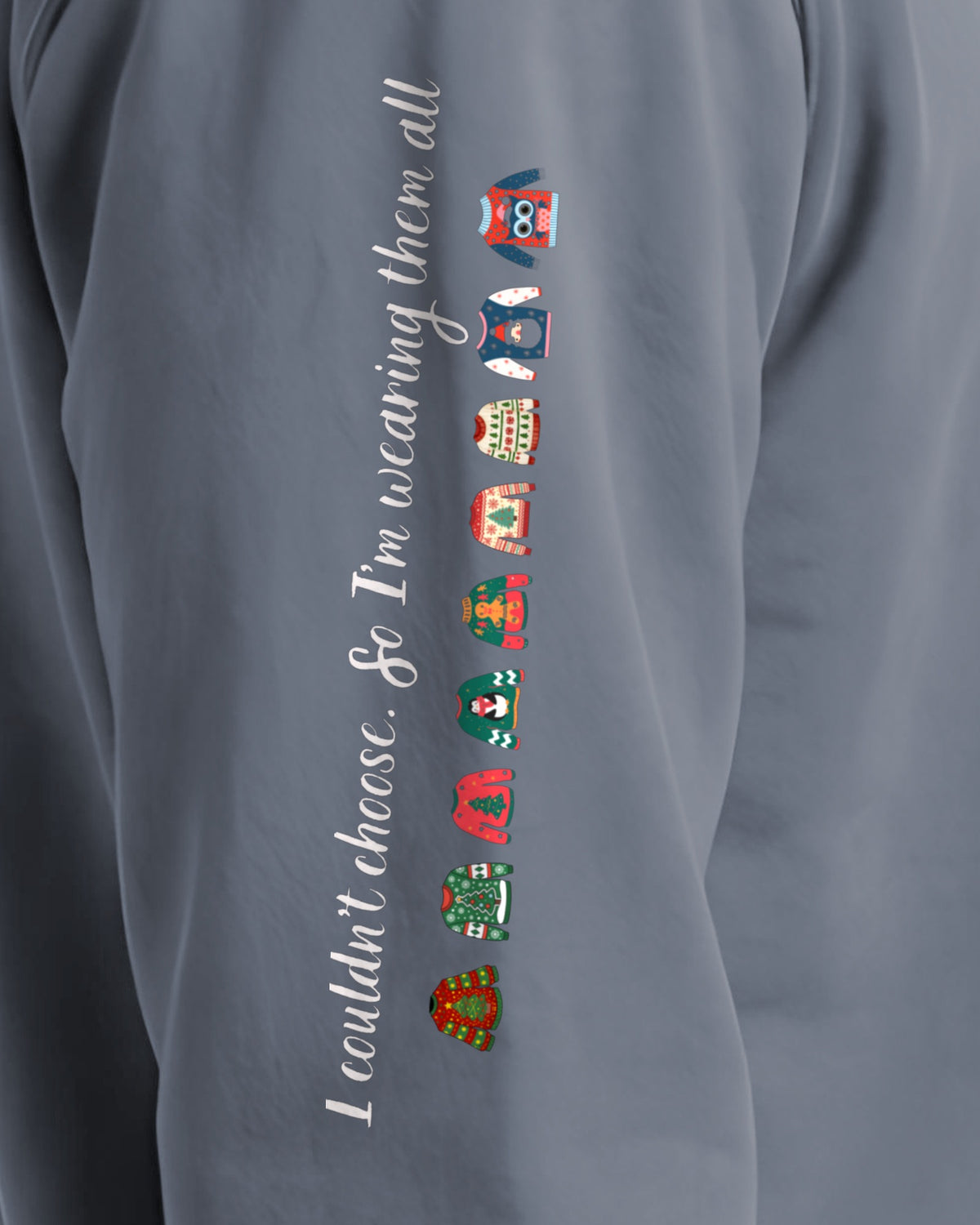 Couldn't Choose sleeve sweatshirt in Blue Jean, right sleeve