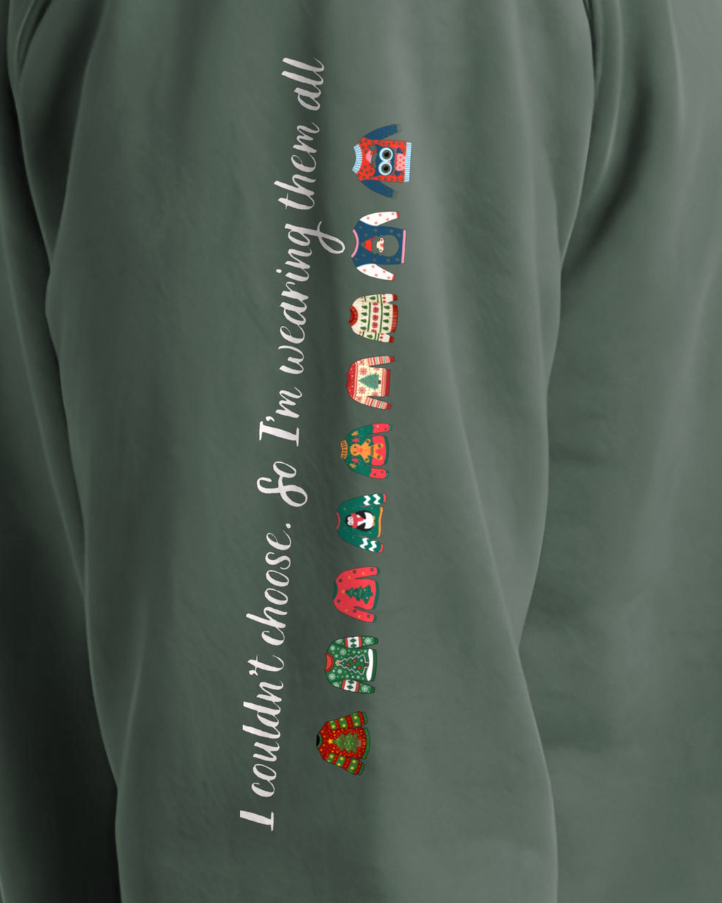 Couldn't Choose sleeve sweatshirt in Blue Spruce, right sleeve
