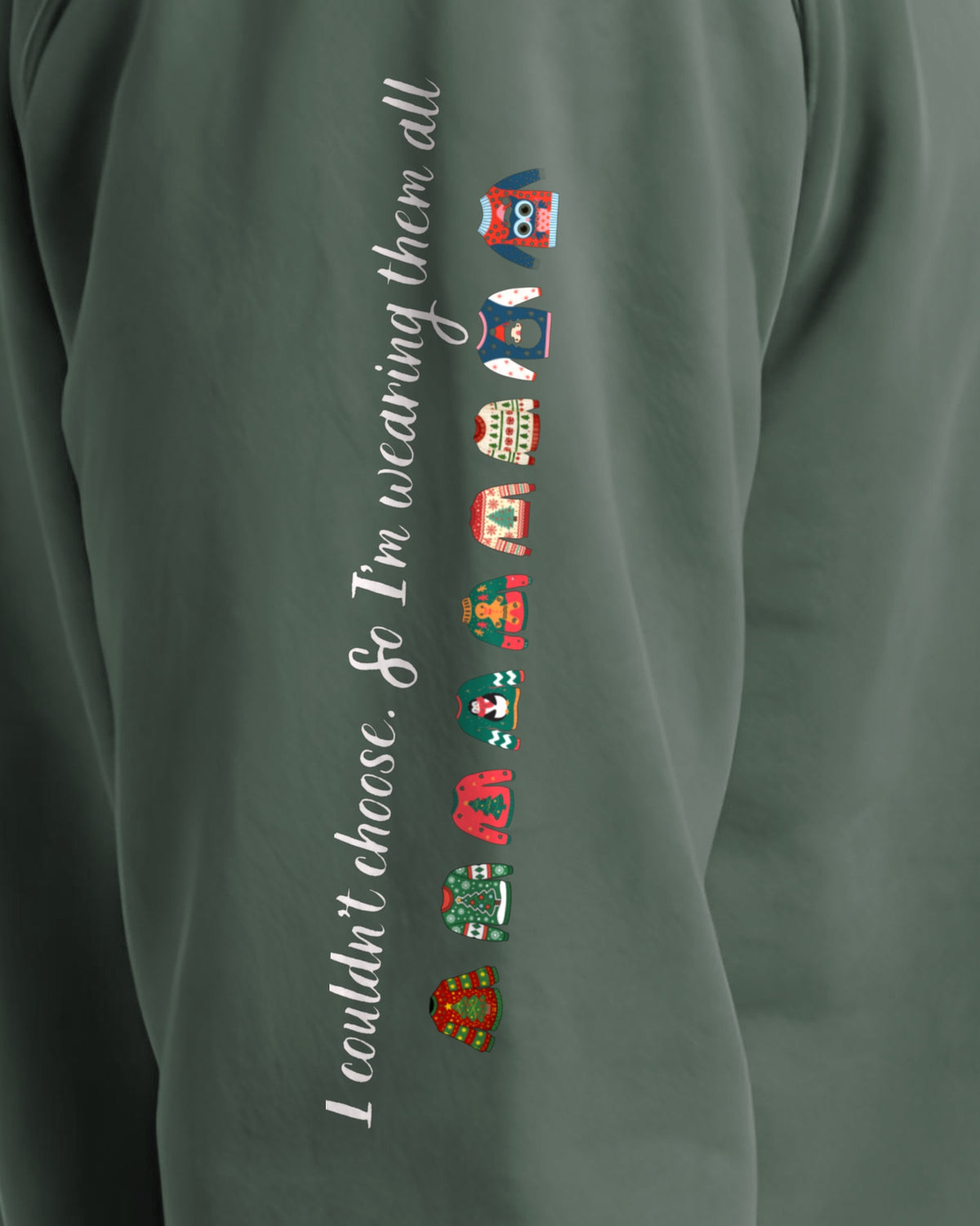 Couldn't Choose sleeve sweatshirt in Blue Spruce, right sleeve