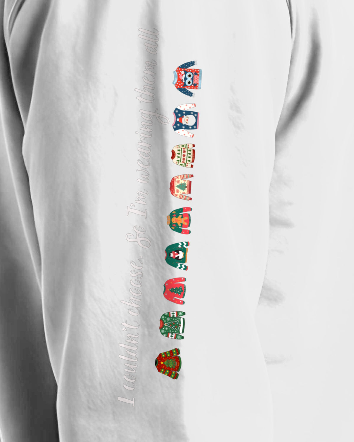 Couldn't Choose sleeve sweatshirt in White, right sleeve