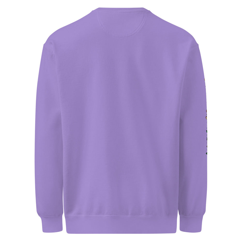 Cozy Christmas Sleeve sweatshirt in Violet, back view