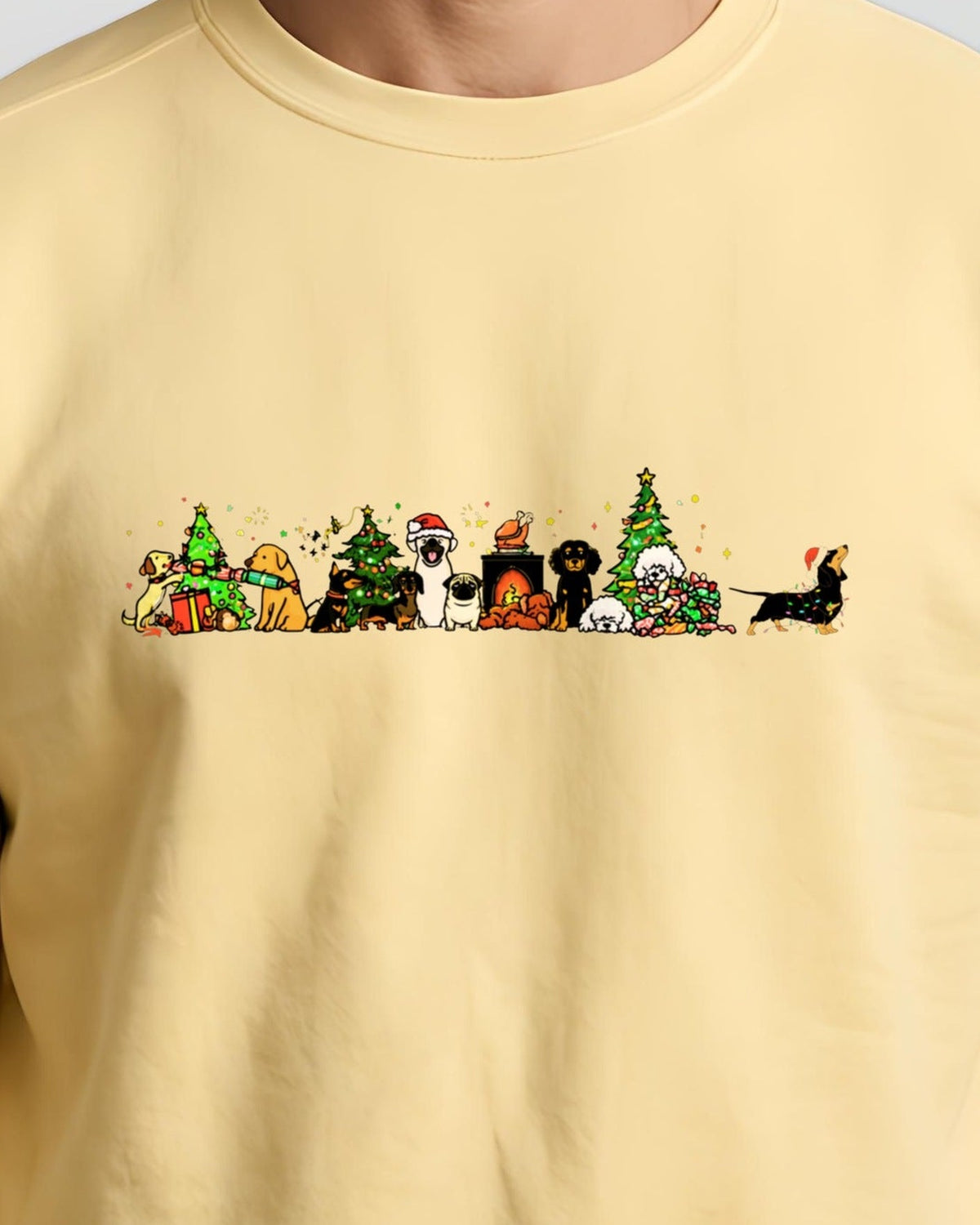 Close-up of the printed Doggie Christmas Chaos design
