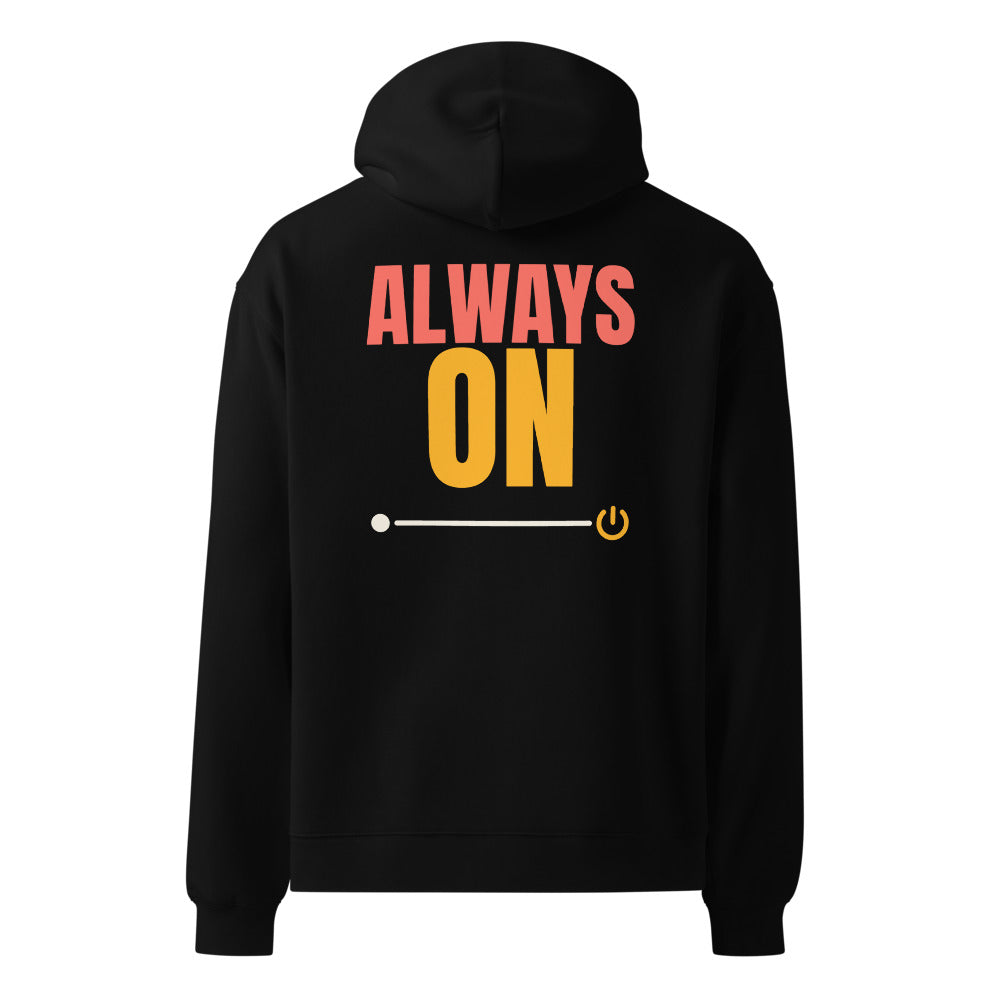 Always On oversized hoodie in Black, back print