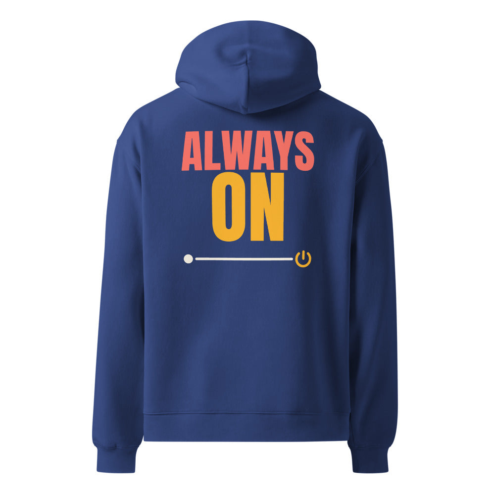 Always On oversized hoodie in Cobalt, back print