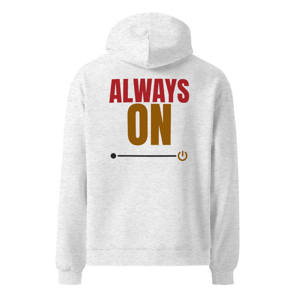 Always On oversized hoodie in White Heather, back print