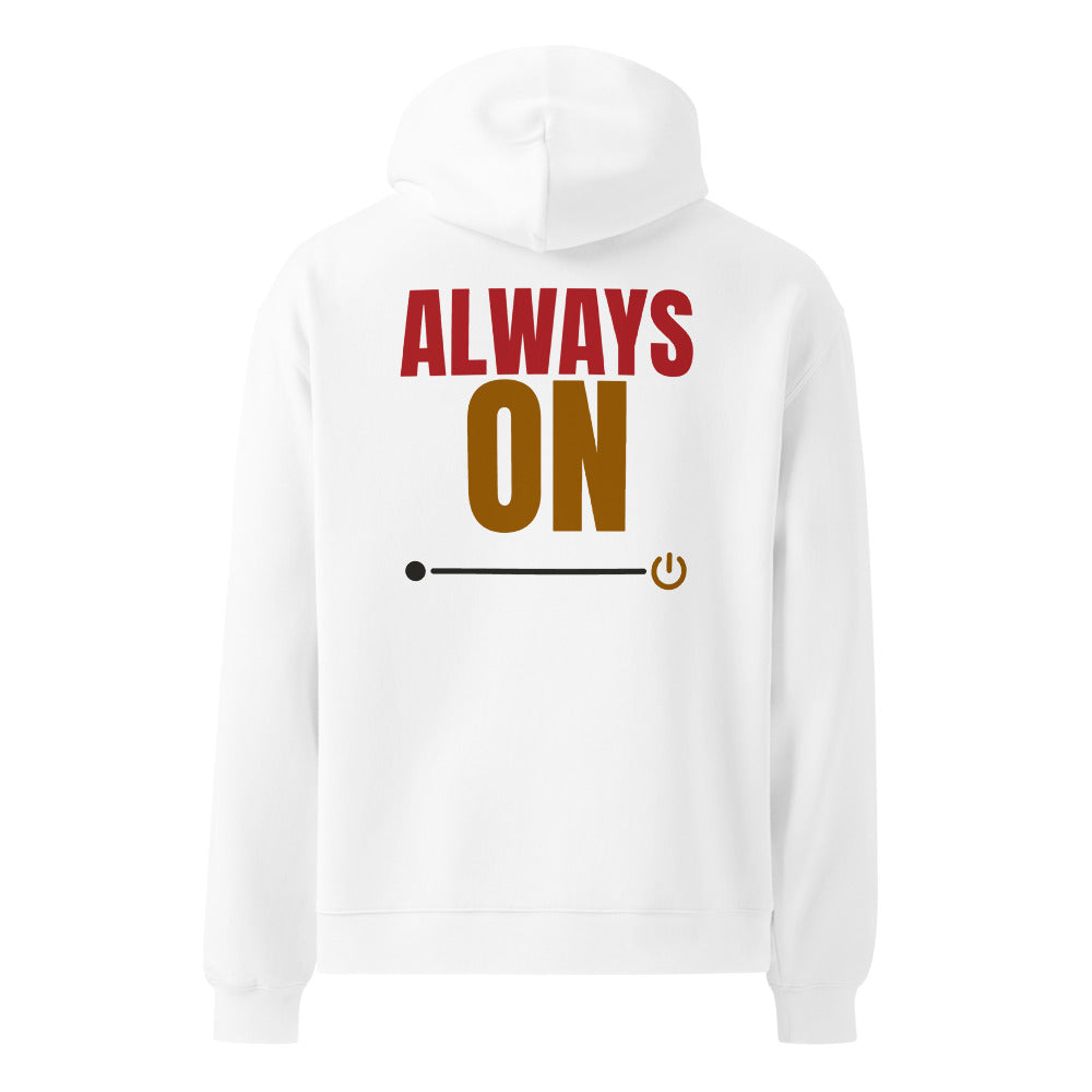 Always On oversized hoodie in White, back print