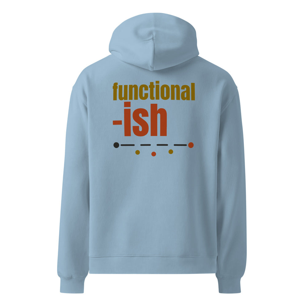 Functional-ish oversized hoodie in Carolina Blue, back print