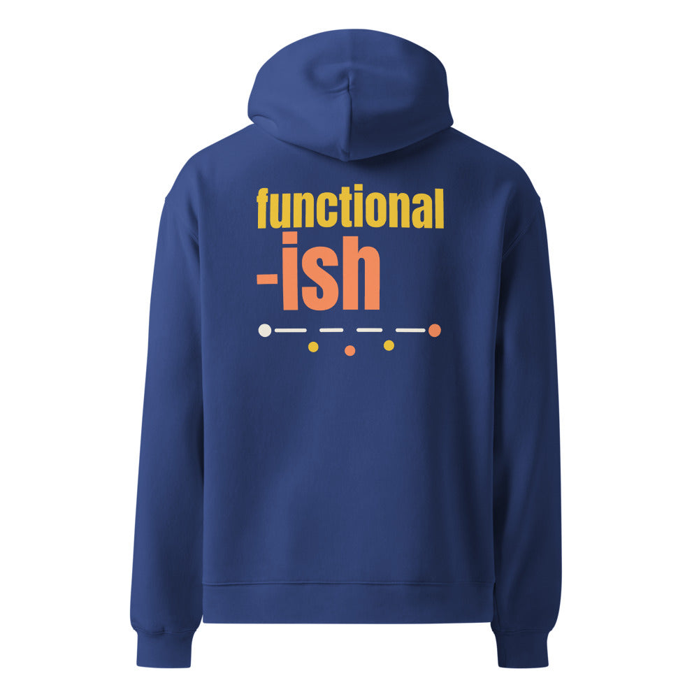 Functional-ish oversized hoodie in Cobalt, back print