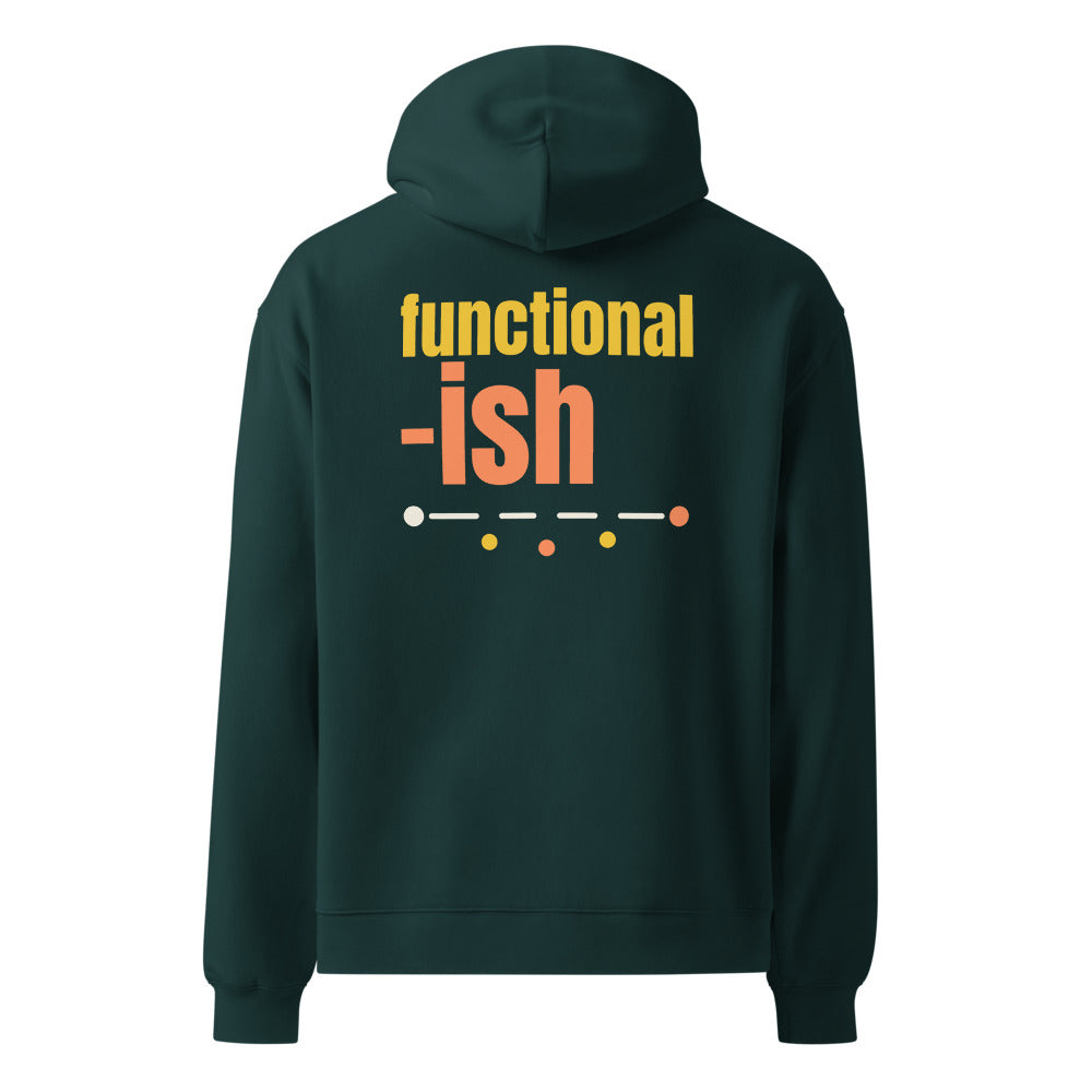 Functional-ish oversized hoodie in Pine Green, back print