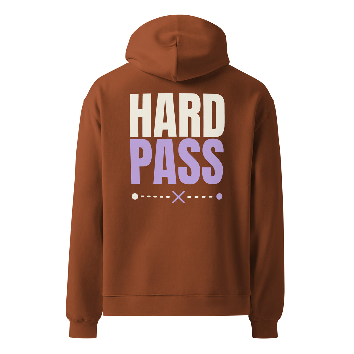 Hard Pass oversized hoodie in Clay, back view