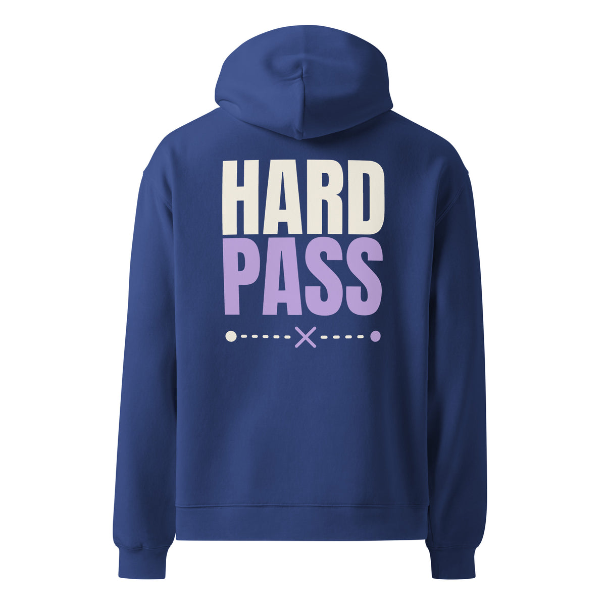 Hard Pass oversized hoodie in Cobalt, back view