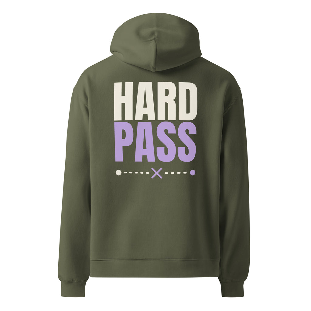 Hard Pass oversized hoodie in Cypress, back view