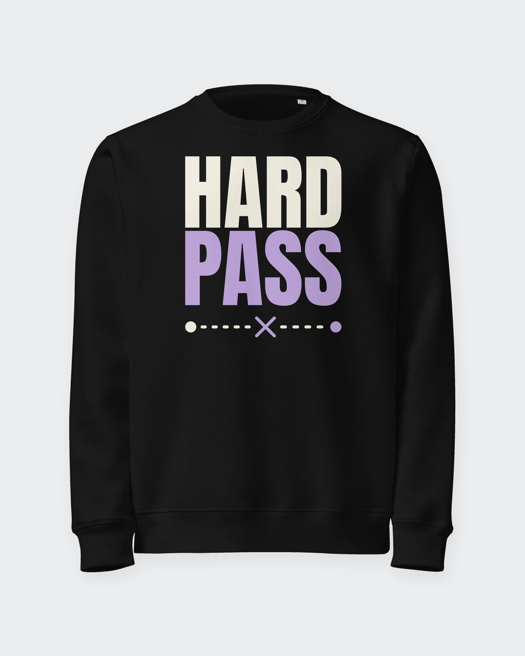 Hard Pass organic sweatshirt in Black, laid flat