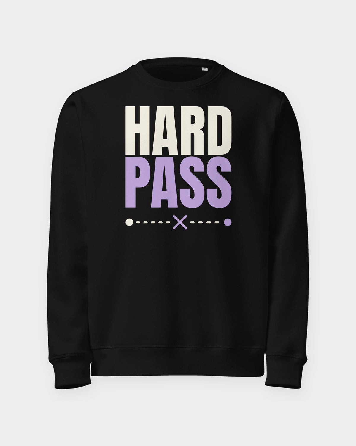 Hard Pass organic sweatshirt in Black, laid flat