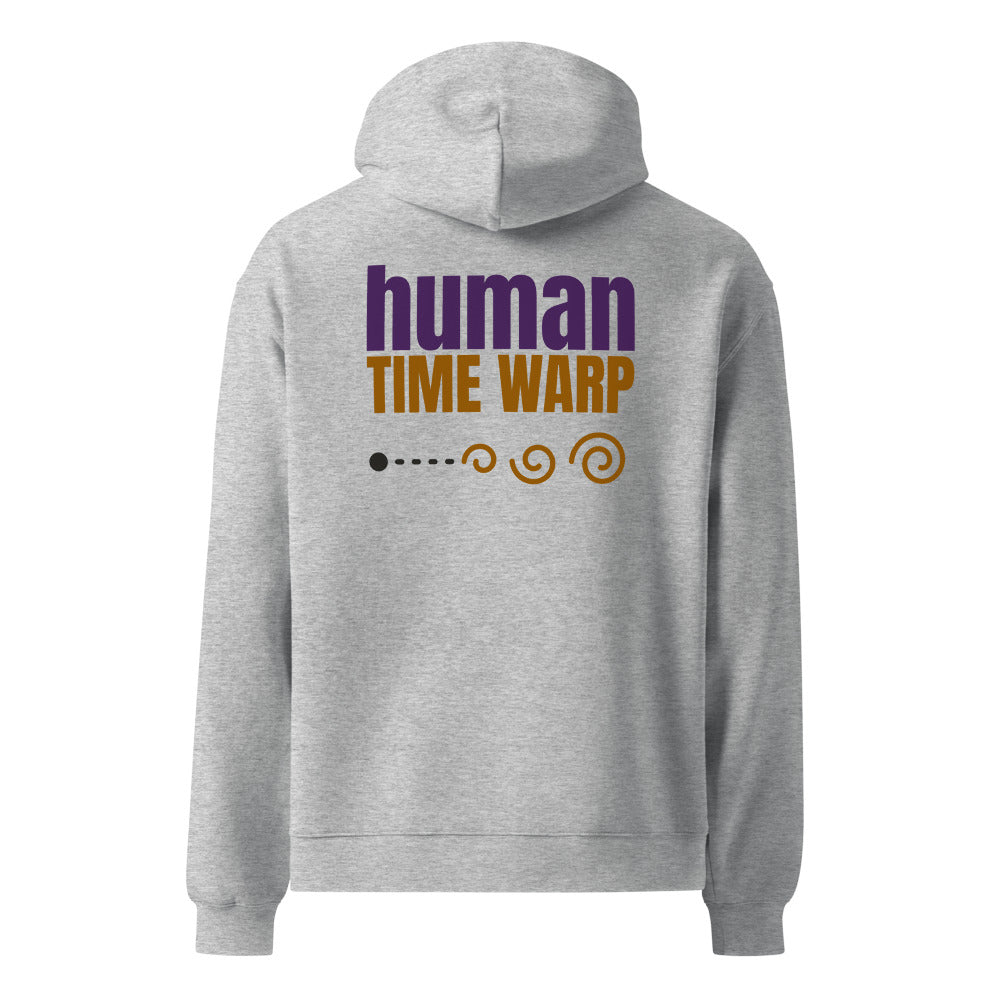 Human Time Warp oversized hoodie in Athletic Heather, back print
