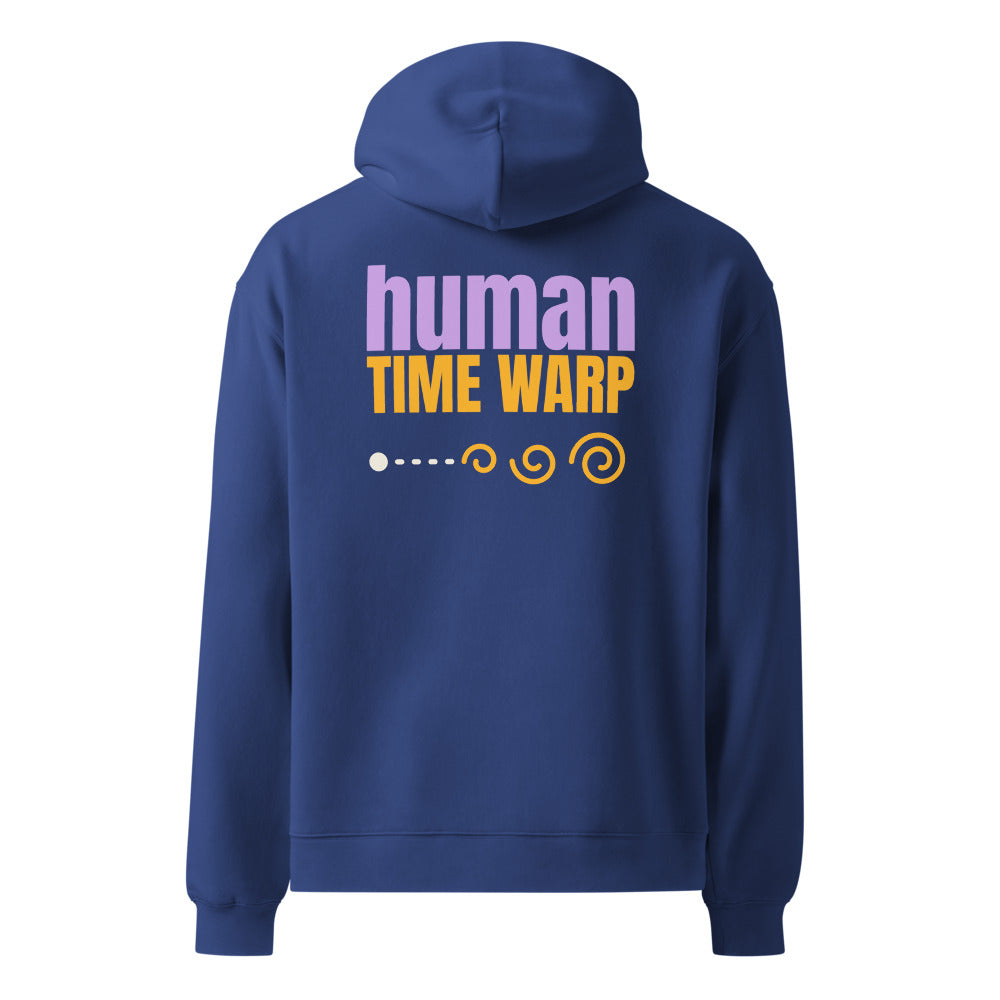 Human Time Warp oversized hoodie in Cobalt, back print