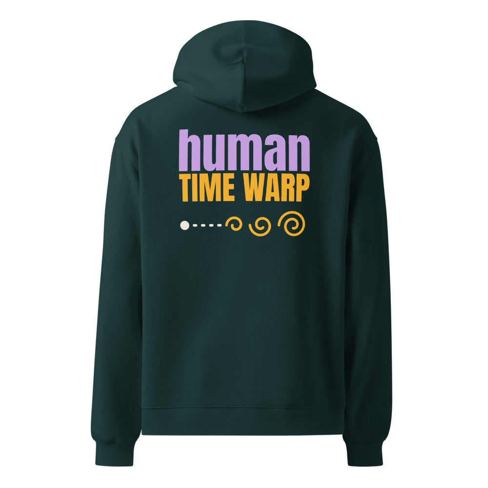 Human Time Warp oversized hoodie in Pine Green, back print