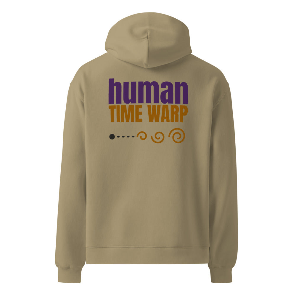 Human Time Warp oversized hoodie in Sand, back print