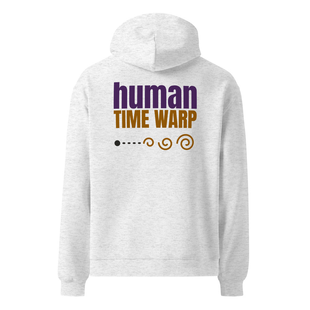 Human Time Warp oversized hoodie in White Heather, back print