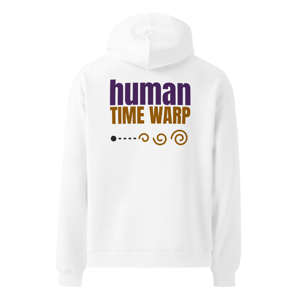 Human Time Warp oversized hoodie in White, back print