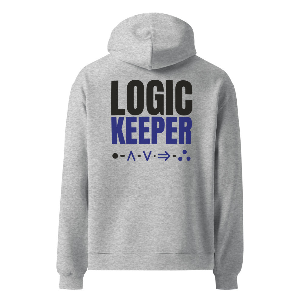 Logic Keeper oversized hoodie in Athletic Heather, back print