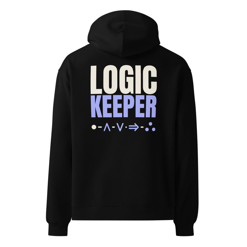 Logic Keeper oversized hoodie in Black, back print