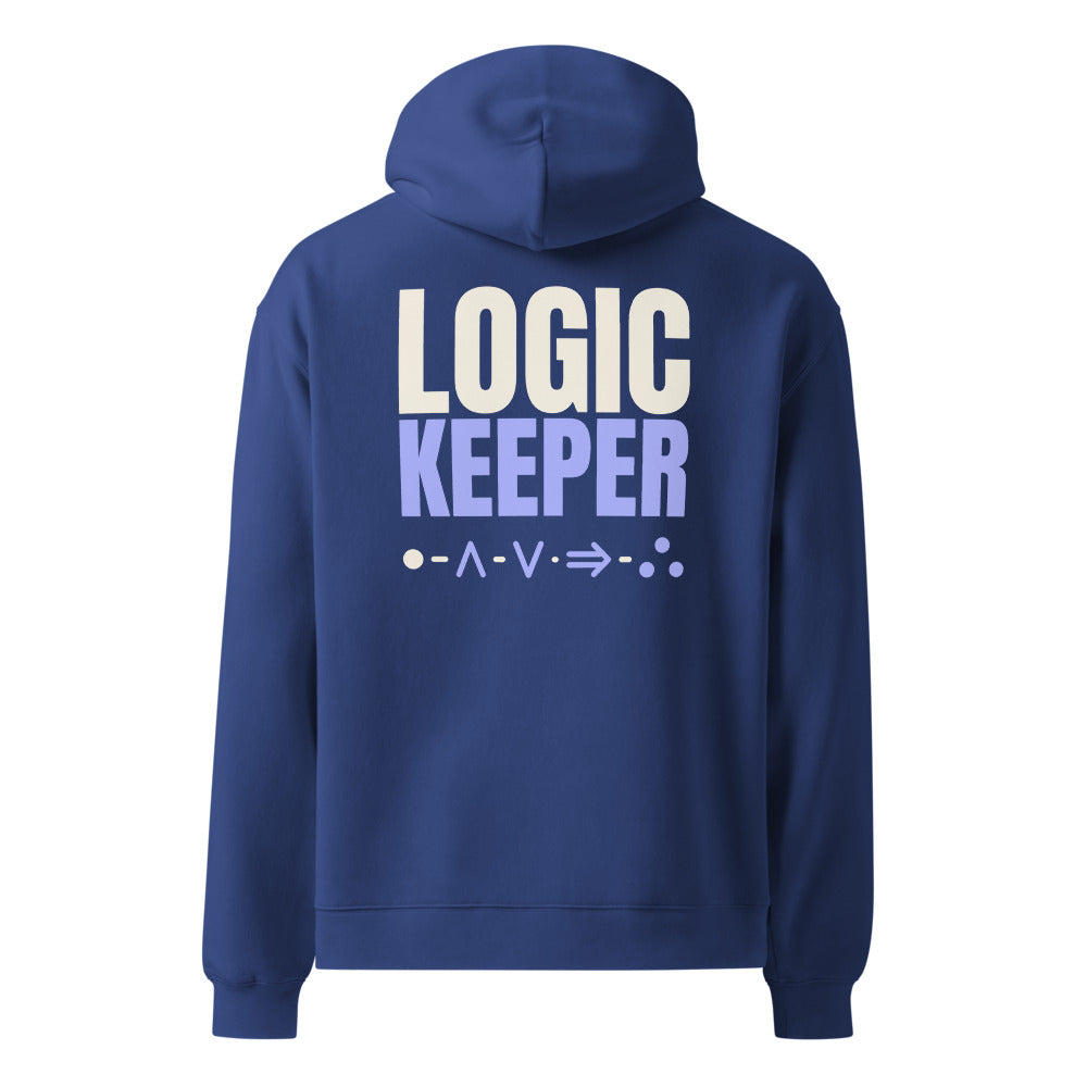 Logic Keeper oversized hoodie in Cobalt, back print
