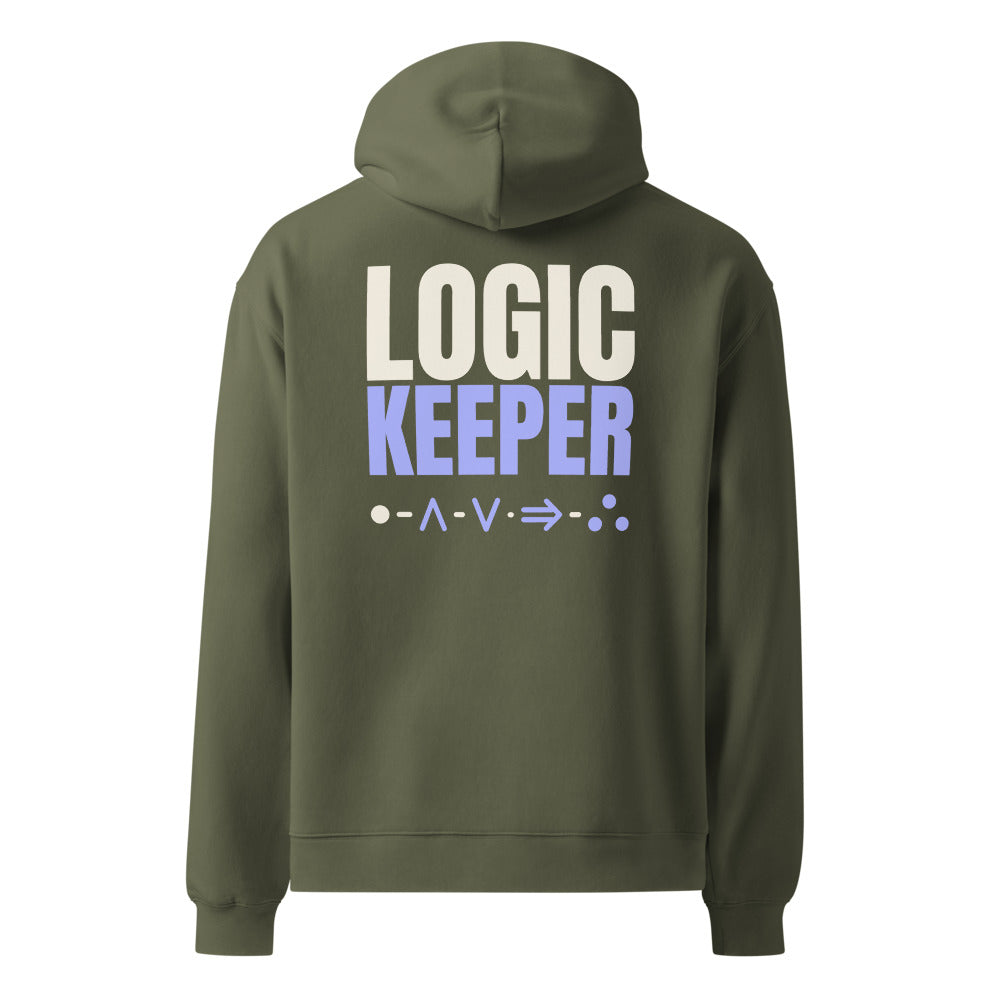 Logic Keeper oversized hoodie in Cypress, back print