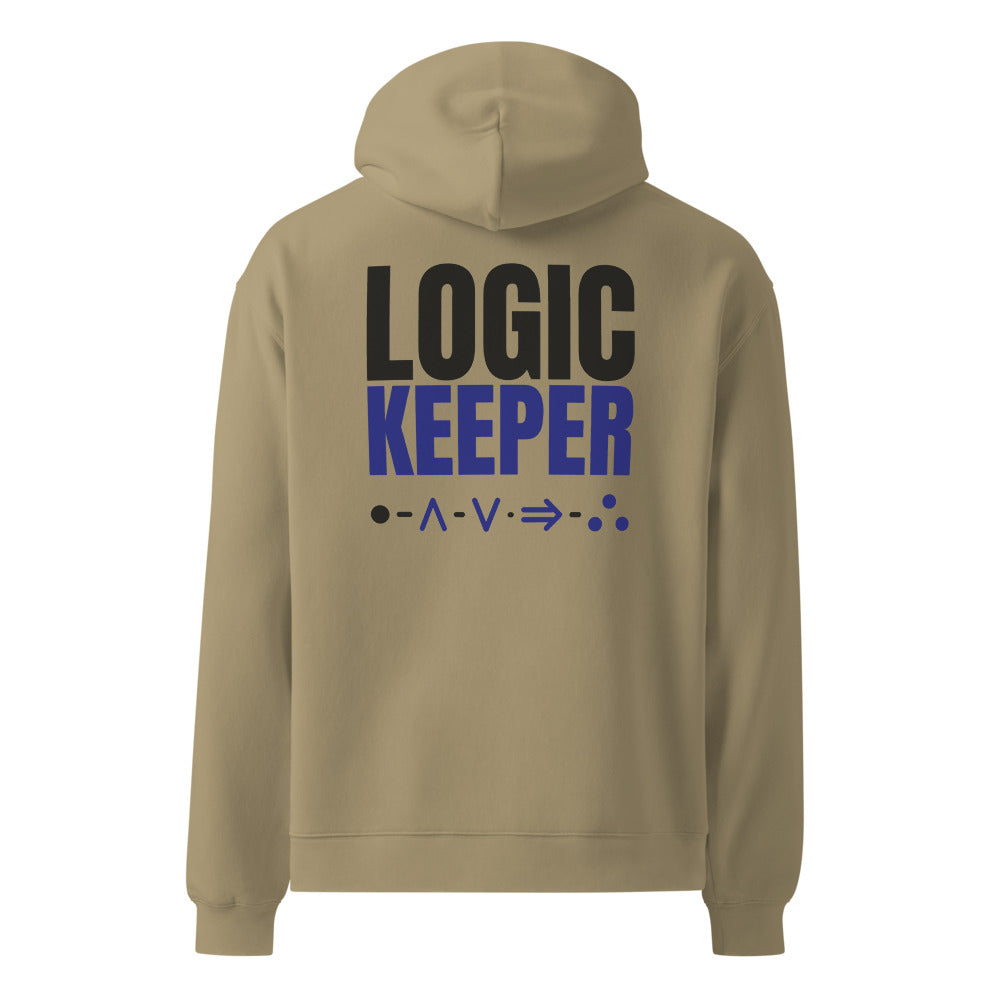 Logic Keeper oversized hoodie in Sand, back print