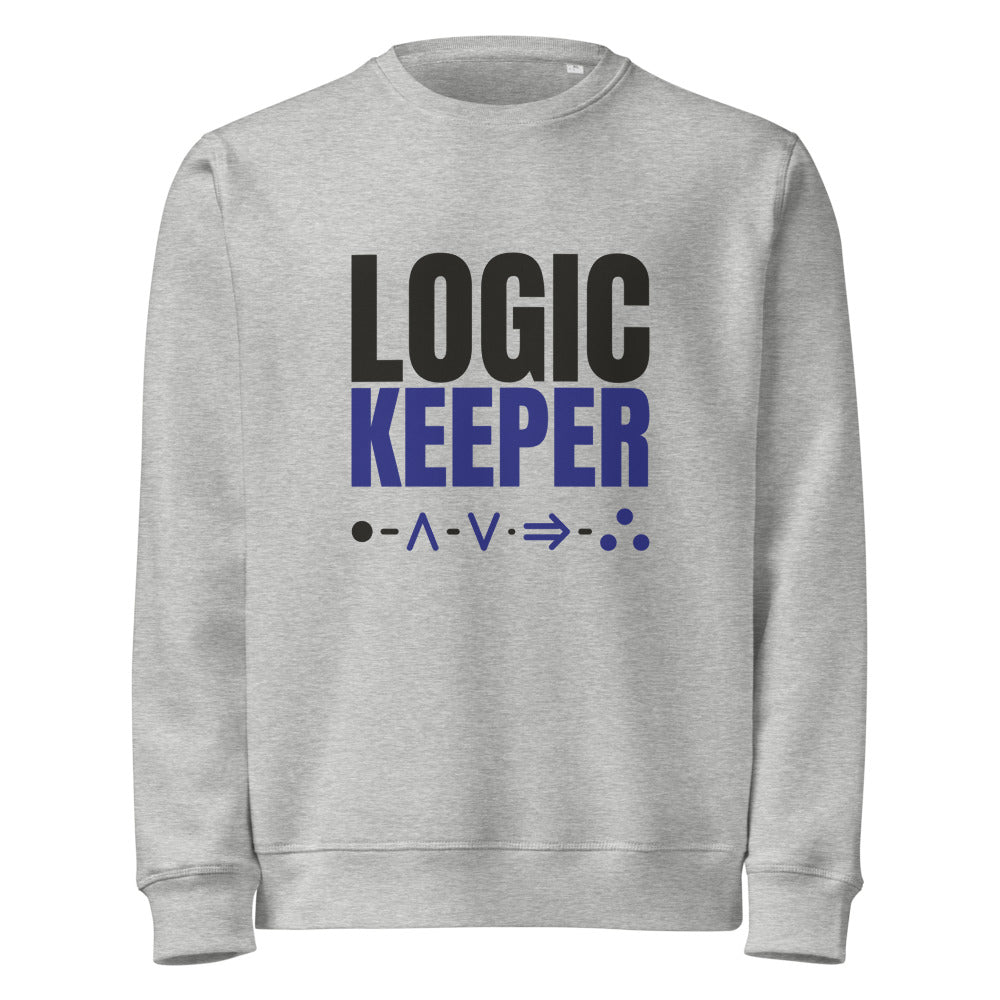 Logic Keeper organic sweatshirt in Heather Grey, front