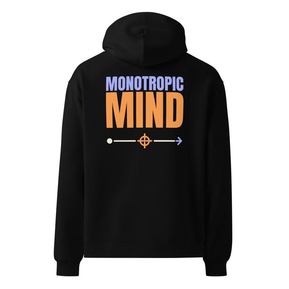 Monotropic Mind oversized hoodie in Black, back print