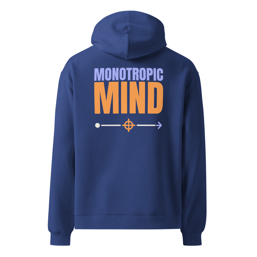 Monotropic Mind oversized hoodie in Cobalt, back print