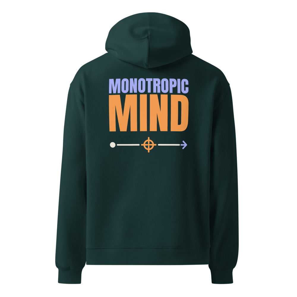 Monotropic Mind oversized hoodie in Pine Green, back print