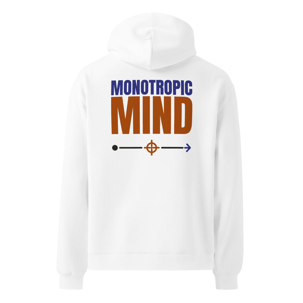 Monotropic Mind oversized hoodie in White, back print