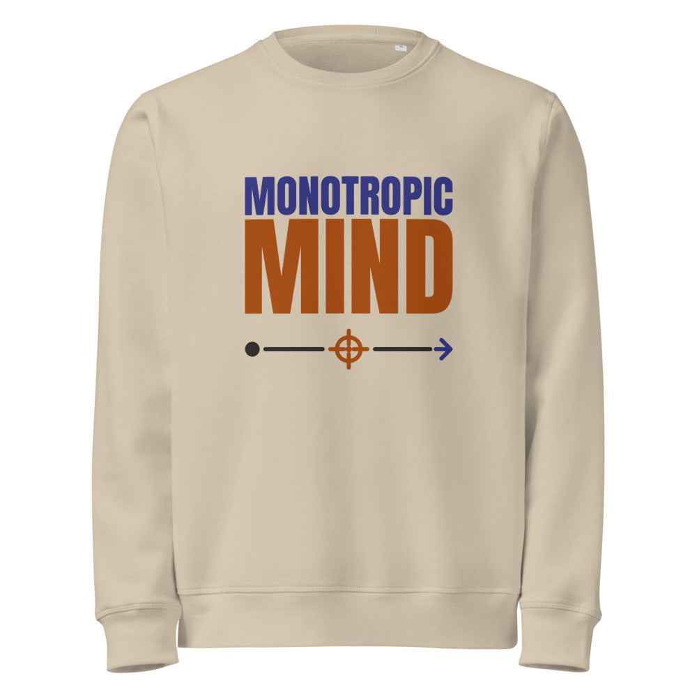 Monotropic Mind organic sweatshirt in Desert Dust, front