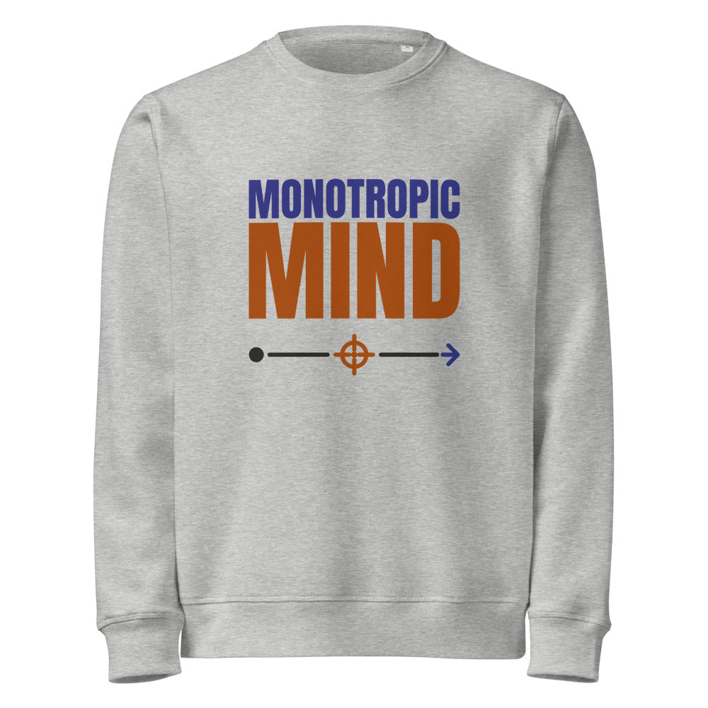 Monotropic Mind organic sweatshirt in Heather Grey, front