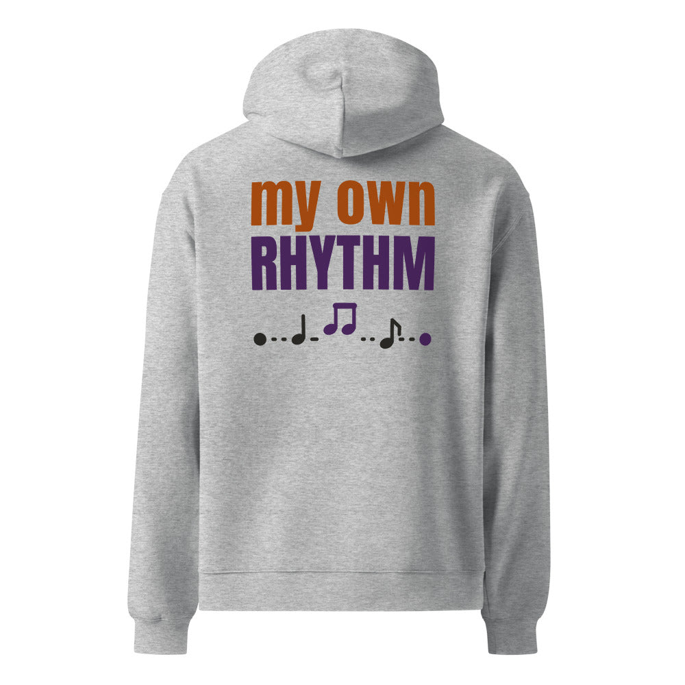 My Own Rhythm oversized hoodie in Athletic Heather, back print