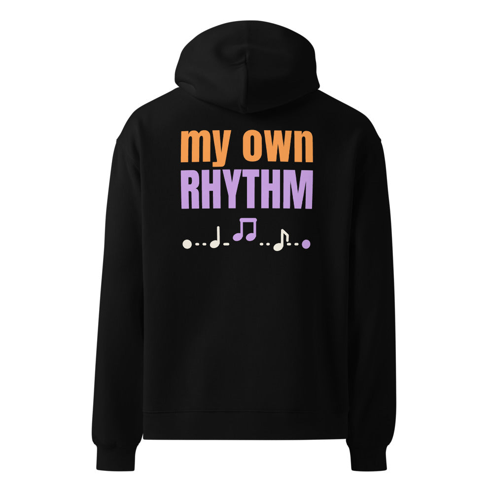 My Own Rhythm oversized hoodie in Black, back print
