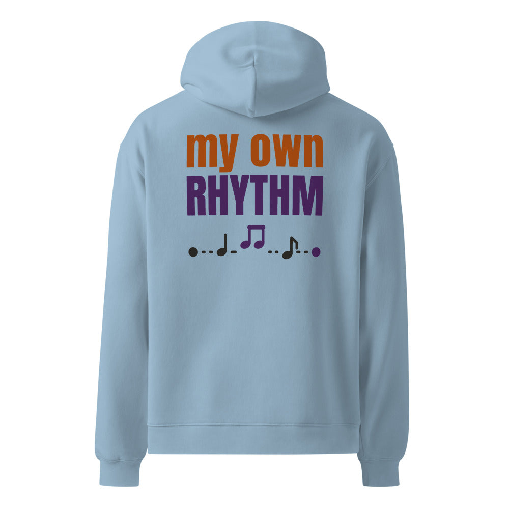 My Own Rhythm oversized hoodie in Carolina Blue, back print